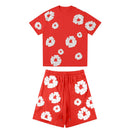 Conjunto Denim Tears Camiseta/ Shorts - Vermelho